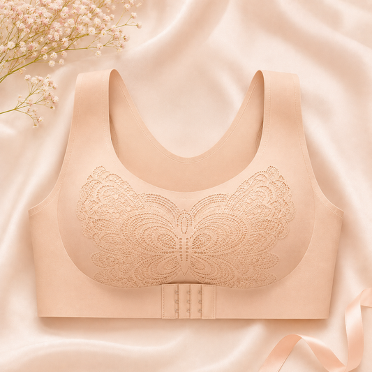 Butterfly Lace Seamless Wireless Comfort Bra – Front Closure