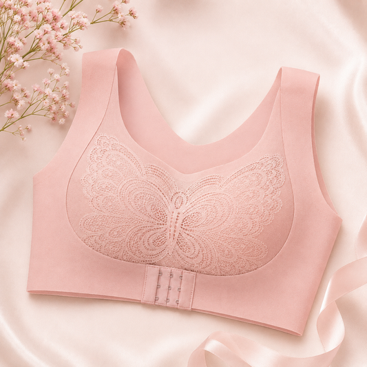 Butterfly Lace Seamless Wireless Comfort Bra – Front Closure